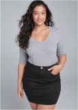 Venus Plus Size Mini Jean Skirt - Black Venus Plus Size Mini Jean Skirt - Black