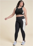 Venus Plus Size Color Block Active Leggings in Black & White Venus Plus Size Color Block Active Leggings in Black & White
