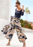 Venus Plus Size Printed Flowy Pants in Navy Multi Venus Plus Size Printed Flowy Pants in Navy Multi