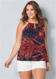 Venus Plus Size Paisley Printed Tank Venus Plus Size Paisley Printed Tank