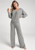 Venus Plus Size Hacci Wide Leg Pant Set in Heather Grey Venus Plus Size Hacci Wide Leg Pant Set in Heather Grey