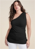 Venus Plus Size One-Shoulder Ruched Top Venus Plus Size One-Shoulder Ruched Top