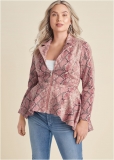 Venus Faux-Suede High-Low Jacket in Pink Multi Venus Faux-Suede High-Low Jacket in Pink Multi