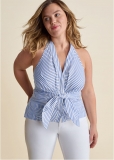 Venus Plus Size Striped Halter Top Venus Plus Size Striped Halter Top