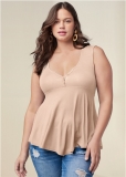 Venus Plus Size Henley Babydoll Top Venus Plus Size Henley Babydoll Top