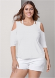 Venus Plus Size Strappy Cold-Shoulder Top Venus Plus Size Strappy Cold-Shoulder Top