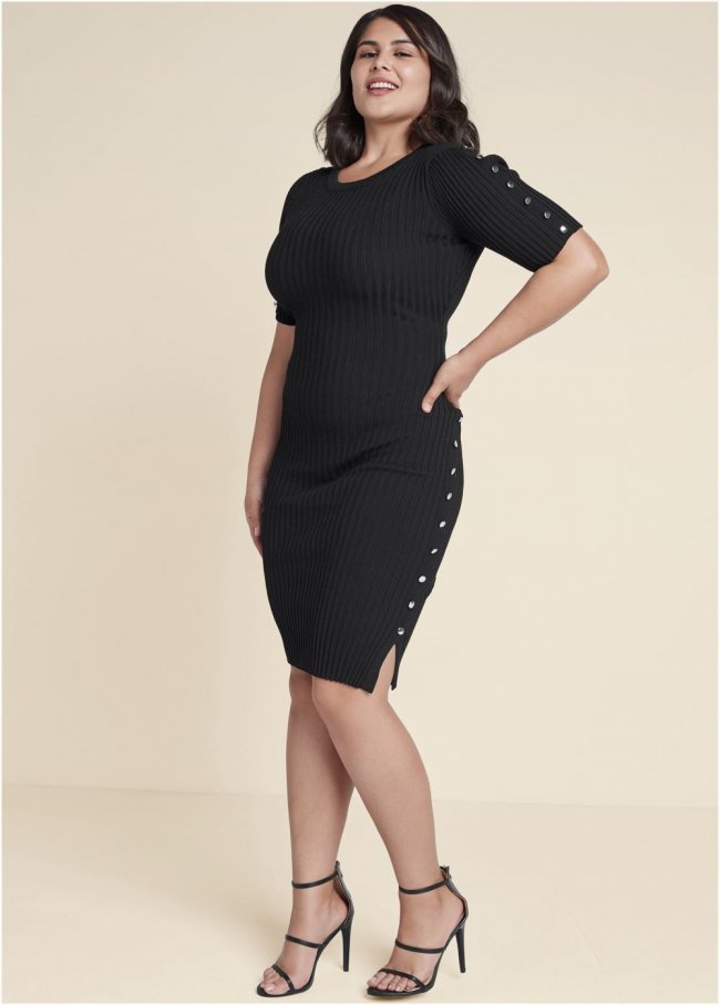 Venus Black BUTTON DETAIL SWEATER DRESS Venus Black BUTTON DETAIL SWEATER DRESS