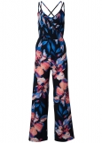 Venus Plus Size Tropical Print Jumpsuit in Black Multi Venus Plus Size Tropical Print Jumpsuit in Black Multi