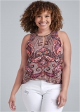 Venus Plus Size Sleeveless Paisley Top Venus Plus Size Sleeveless Paisley Top