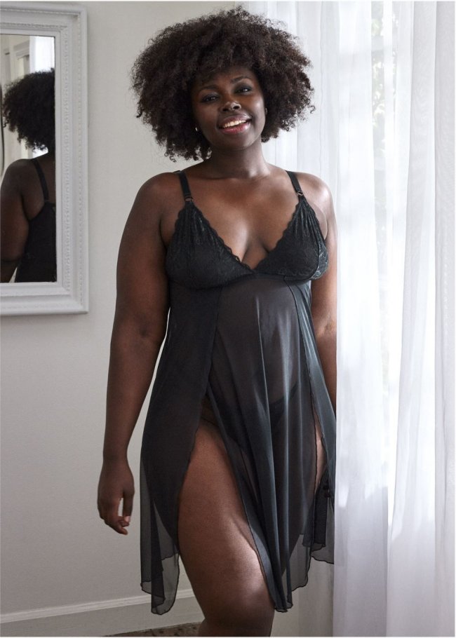 Venus Black FLYAWAY LACE BABYDOLL Venus Black FLYAWAY LACE BABYDOLL