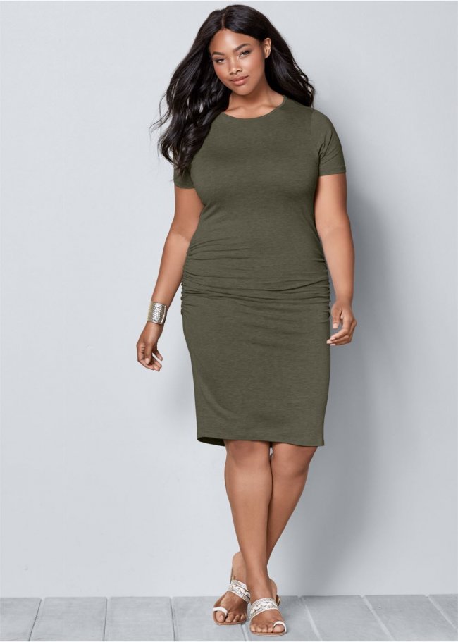 Venus Olive Basic High Neck Dress Venus Olive Basic High Neck Dress