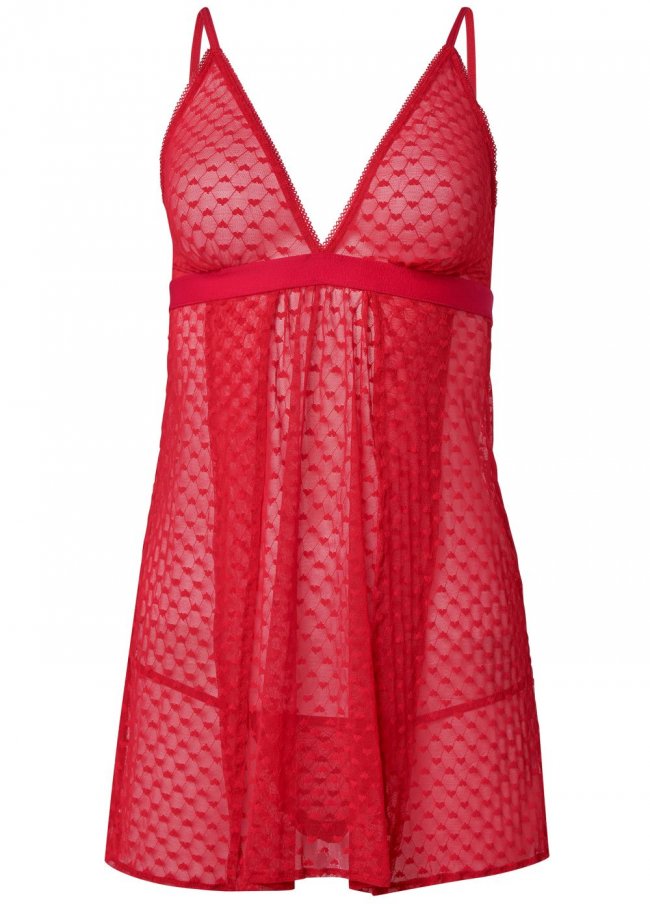 Venus Red HEART MESH BABYDOLL Venus Red HEART MESH BABYDOLL