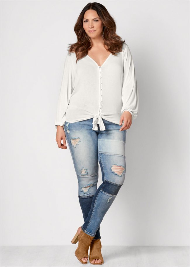 Venus Medium Wash DISTRESSED PATCHWORK JEANS Venus Medium Wash DISTRESSED PATCHWORK JEANS
