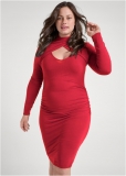 Venus Red MOCK-NECK CASUAL DRESS Venus Red MOCK-NECK CASUAL DRESS