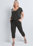 Venus Plus Size Polka Dot Jumpsuit in Black & White Venus Plus Size Polka Dot Jumpsuit in Black & White