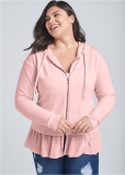 Venus Plus Size Ruffle Hem Lounge Jacket in Light Pink Venus Plus Size Ruffle Hem Lounge Jacket in Light Pink