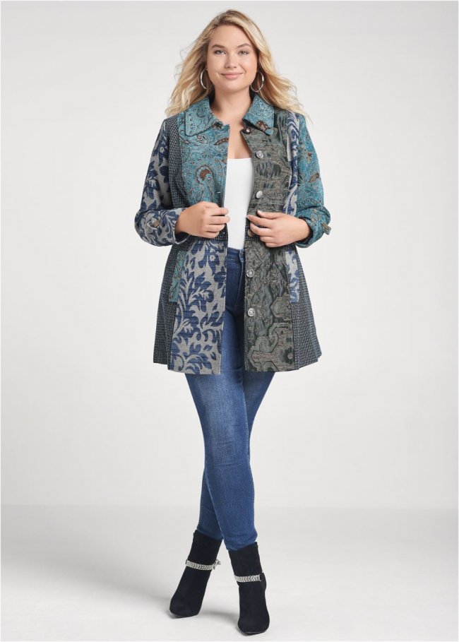 Venus Mixed Print Coat in Multi Venus Mixed Print Coat in Multi
