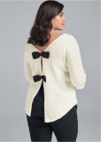 Venus Plus Size Bow Detail Sweater in Off White Venus Plus Size Bow Detail Sweater in Off White