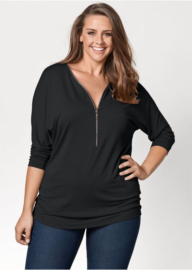 Venus Plus Size Zip Detail Top Venus Plus Size Zip Detail Top