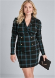 Venus Black Multi PLAID BLAZER DRESS Venus Black Multi PLAID BLAZER DRESS