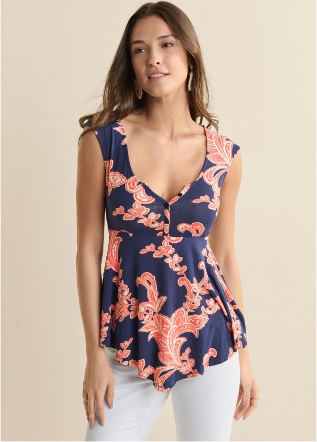 Venus Plus Size Henley Babydoll Top Venus Plus Size Henley Babydoll Top