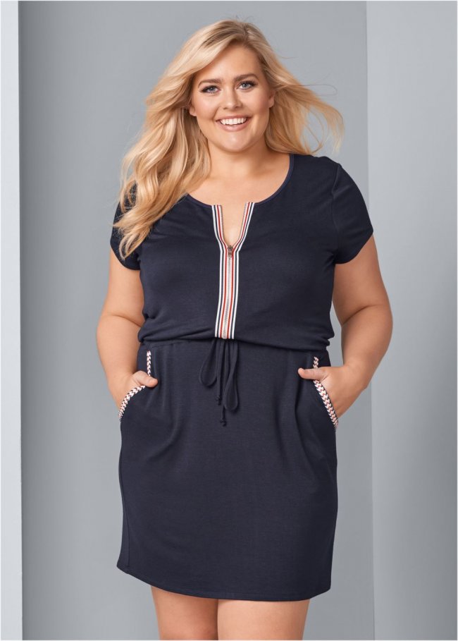 Venus Plus Size Zip-Front Lounge Dress Venus Plus Size Zip-Front Lounge Dress