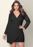 Venus Plus Size Lace Surplice Detail Dress Venus Plus Size Lace Surplice Detail Dress