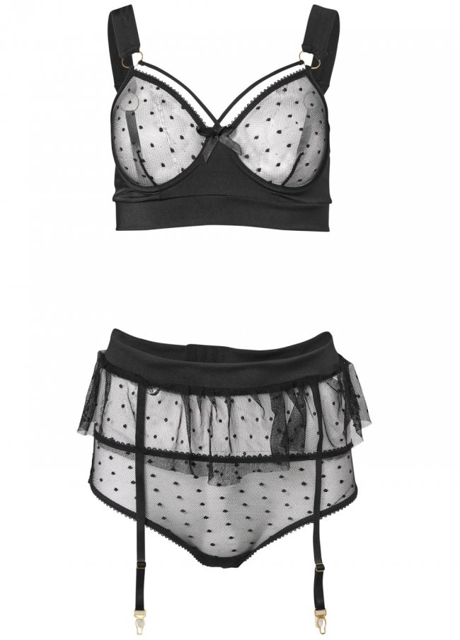 Venus Black SWISS DOT SET WITH GARTER Venus Black SWISS DOT SET WITH GARTER