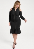 Venus Plus Size Cold-Shoulder Button-Front Dress Venus Plus Size Cold-Shoulder Button-Front Dress