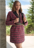 Venus Red & Black COLLARED TWEED DRESS Venus Red & Black COLLARED TWEED DRESS