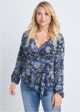 Venus Plus Size Paisley Balloon Sleeve Top Venus Plus Size Paisley Balloon Sleeve Top