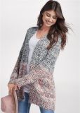 Venus Plus Size Marled Knit Cardigan in Blue Multi Venus Plus Size Marled Knit Cardigan in Blue Multi