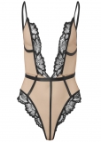 Venus Nude & Black LACE DETAIL PLUNGE TEDDY Venus Nude & Black LACE DETAIL PLUNGE TEDDY