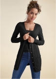 Venus Plus Size Faux-Cashmere Cardigan Set in Black Venus Plus Size Faux-Cashmere Cardigan Set in Black