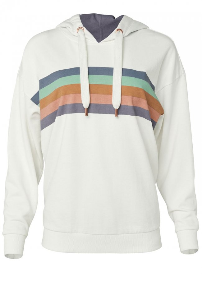 Venus Plus Size Striped Detail Sweatshirt in White Multi Venus Plus Size Striped Detail Sweatshirt in White Multi