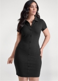 Venus Plus Size Ribbed Button-Front Dress Venus Plus Size Ribbed Button-Front Dress