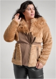 Venus Faux-Fur Side Zip Coat in Tan Venus Faux-Fur Side Zip Coat in Tan