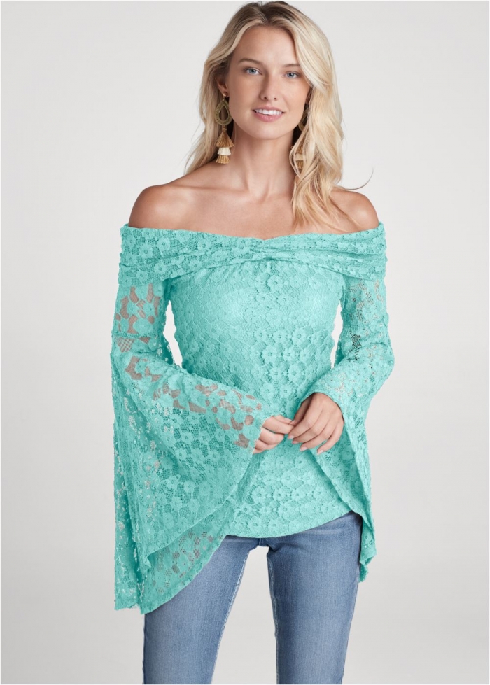 Venus Plus Size Lace Off-The-Shoulder Top
