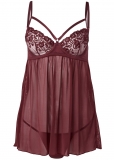 Venus Burgundy EMBROIDERED BABYDOLL SET Venus Burgundy EMBROIDERED BABYDOLL SET