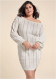 Venus Plus Size Rhinestone Embellished Sweater Dress Venus Plus Size Rhinestone Embellished Sweater Dress