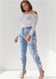 Venus Light Wash Floral Embellished Jeggings Venus Light Wash Floral Embellished Jeggings