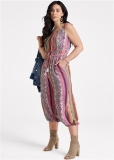Venus Plus Size Sand Storm Stripe Tassle Jumpsuit in Pink Multi Venus Plus Size Sand Storm Stripe Tassle Jumpsuit in Pink Multi
