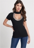 Venus Plus Size Rhinestone Trim Sweater in Black Venus Plus Size Rhinestone Trim Sweater in Black