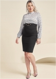 Venus Plus Size Belted Pencil-Skirt Dress Venus Plus Size Belted Pencil-Skirt Dress