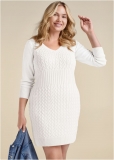 Venus Plus Size Cable Knit Sweater Dress Venus Plus Size Cable Knit Sweater Dress