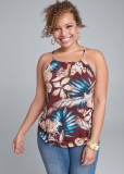 Venus Plus Size Floral Print Keyhole Top Venus Plus Size Floral Print Keyhole Top