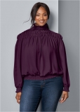 Venus Plus Size Smocked Detail Top Venus Plus Size Smocked Detail Top