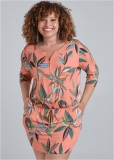 Venus Plus Size Zip Detail Printed Dress Venus Plus Size Zip Detail Printed Dress
