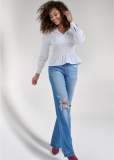 Venus Plus Size Smocked Waist Peplum Blouse Venus Plus Size Smocked Waist Peplum Blouse