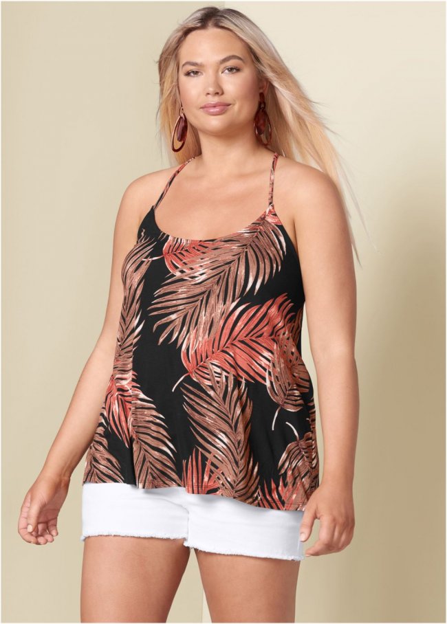 Venus Plus Size Back Detail Printed Tank Venus Plus Size Back Detail Printed Tank